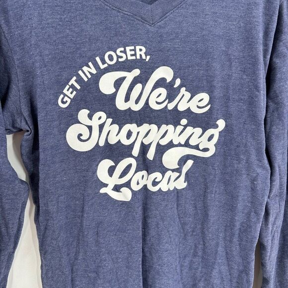 Jadelynn Brooke We're Shopping Local Long Sleeve V Neck Shirt Size Small - Picture 3 of 7